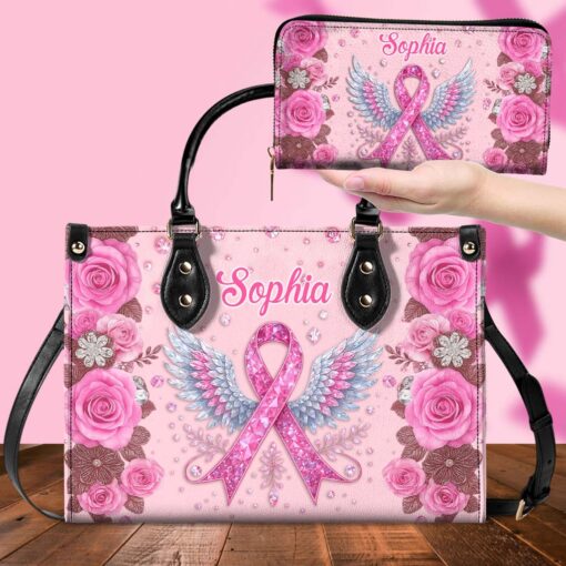 Custom Breast Cancer Leather Handbag UKTD5110902 - Image 7