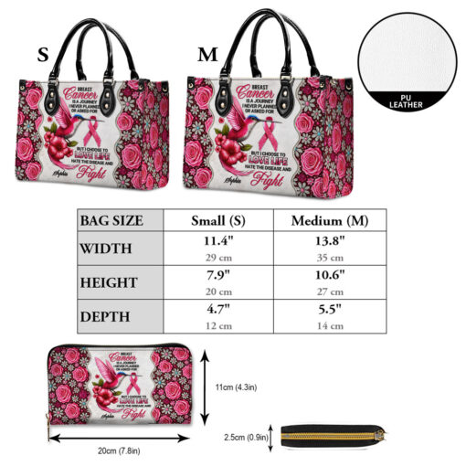 Custom Breast Cancer Awarenes Leather PU Handbag UKNT5050909 - Image 8