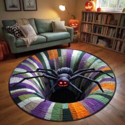Black Spider Halloween 3D Printed Rug, Spooky Season Home Decor UKTD5170901