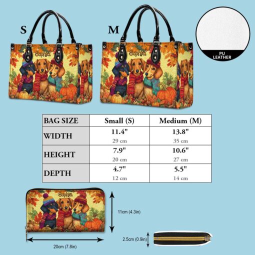 Custom Dachshund Halloween Leather Handbag And Wallet UKHM5090902 - Image 7