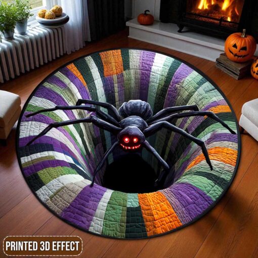 Black Spider Halloween 3D Printed Rug, Spooky Season Home Decor UKTD5170901 - Image 2