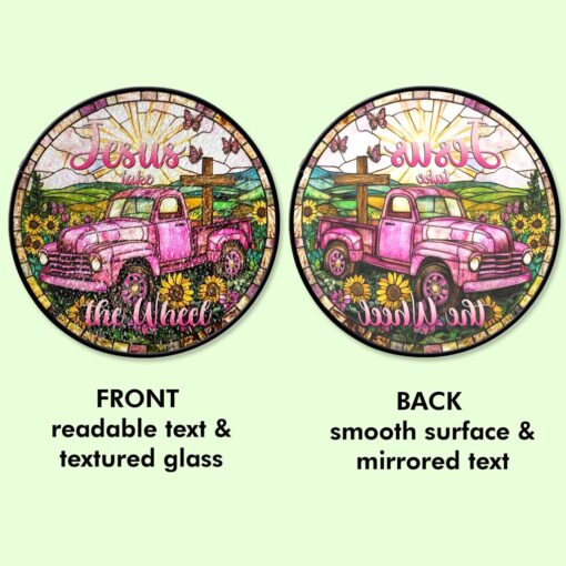 Jesus Take The Wheel Faux Stained Glass Suncatcher QFHM5050904 - Image 8