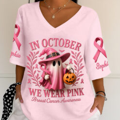 Personalized Breast Cancer V Neck Shirt NPNT5040907
