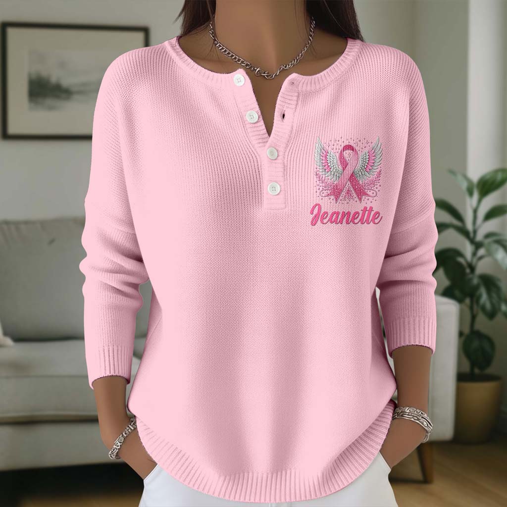 Personalized Breast Cancer Buttoned Cardigan Sweater QFTD5111002 - Image 2