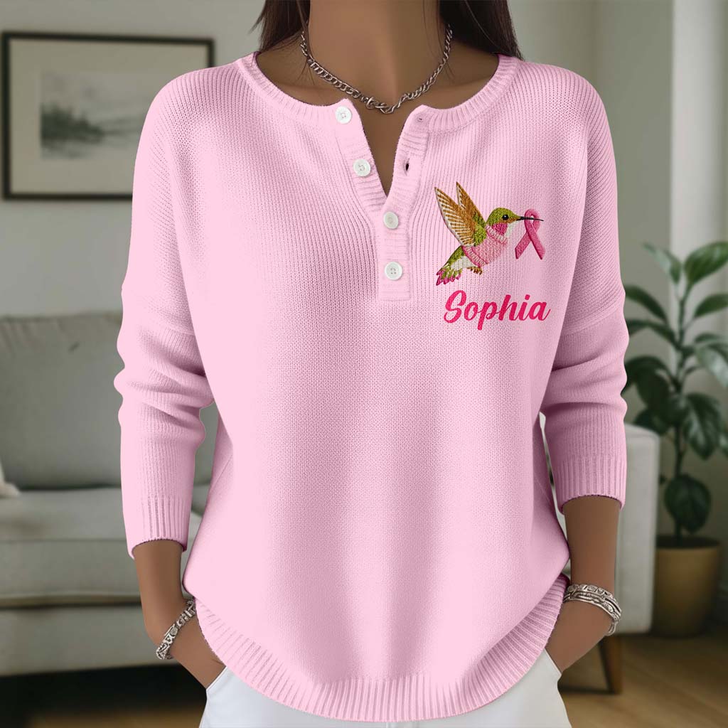 Personalized Breast Cancer Buttoned Cardigan Sweater QFTD5111003 - Image 2