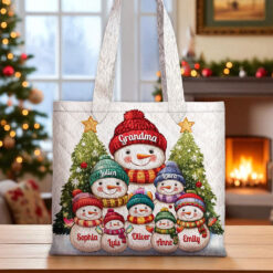 Personalized Snowman Grandma & Grandkids Quilted Tote Bag QFNT5151004