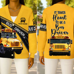 Personalized Name School Bus Driver Knitted Cardigan UKNT5091006