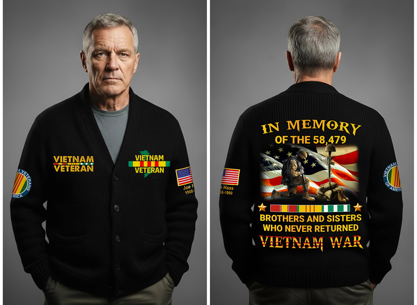 Personalized Vietnam Veteran Knitted Cardigan NPNT5211004