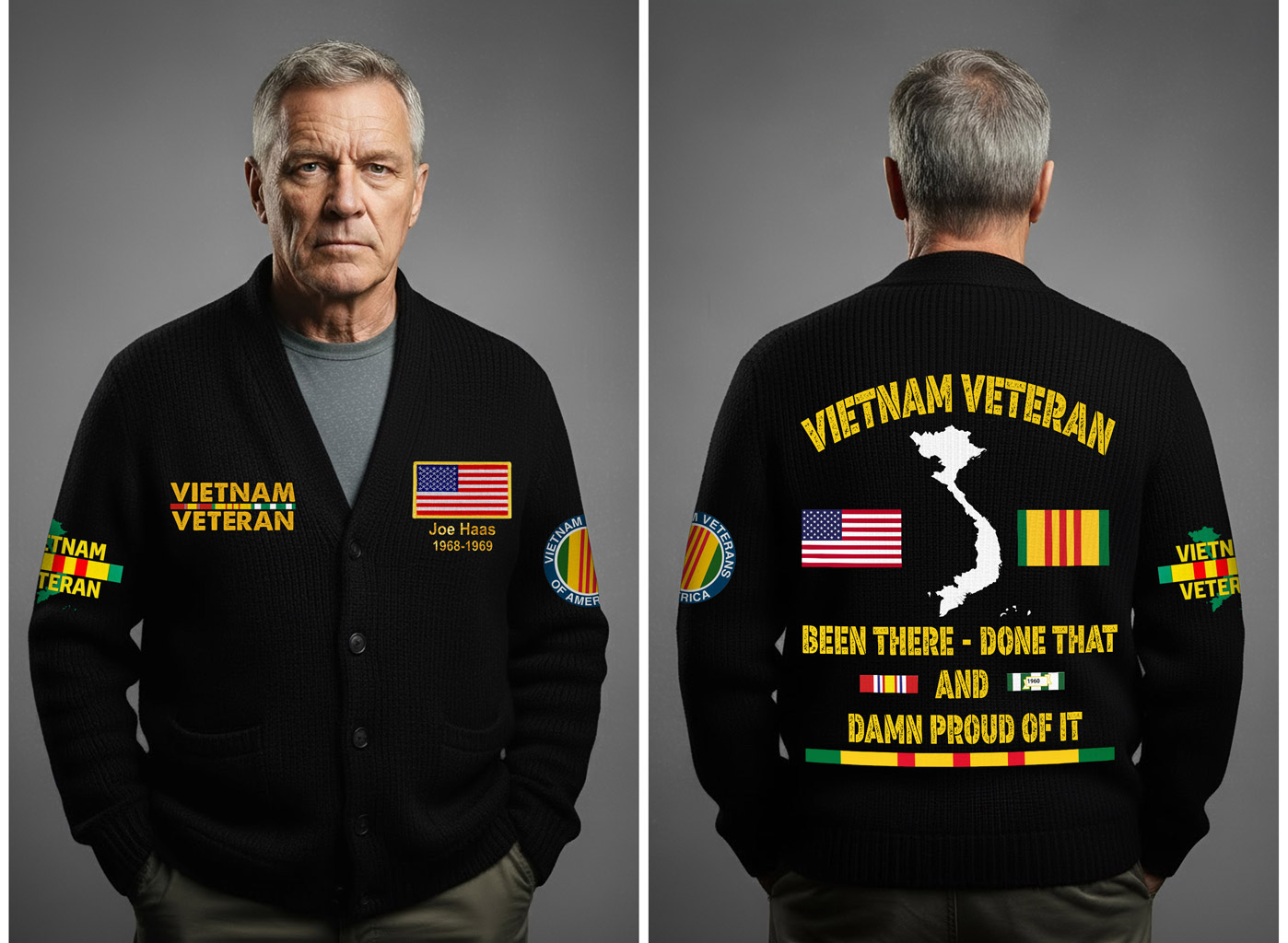 Personalized Vietnam Veteran Knitted Cardigan NPNT5211005