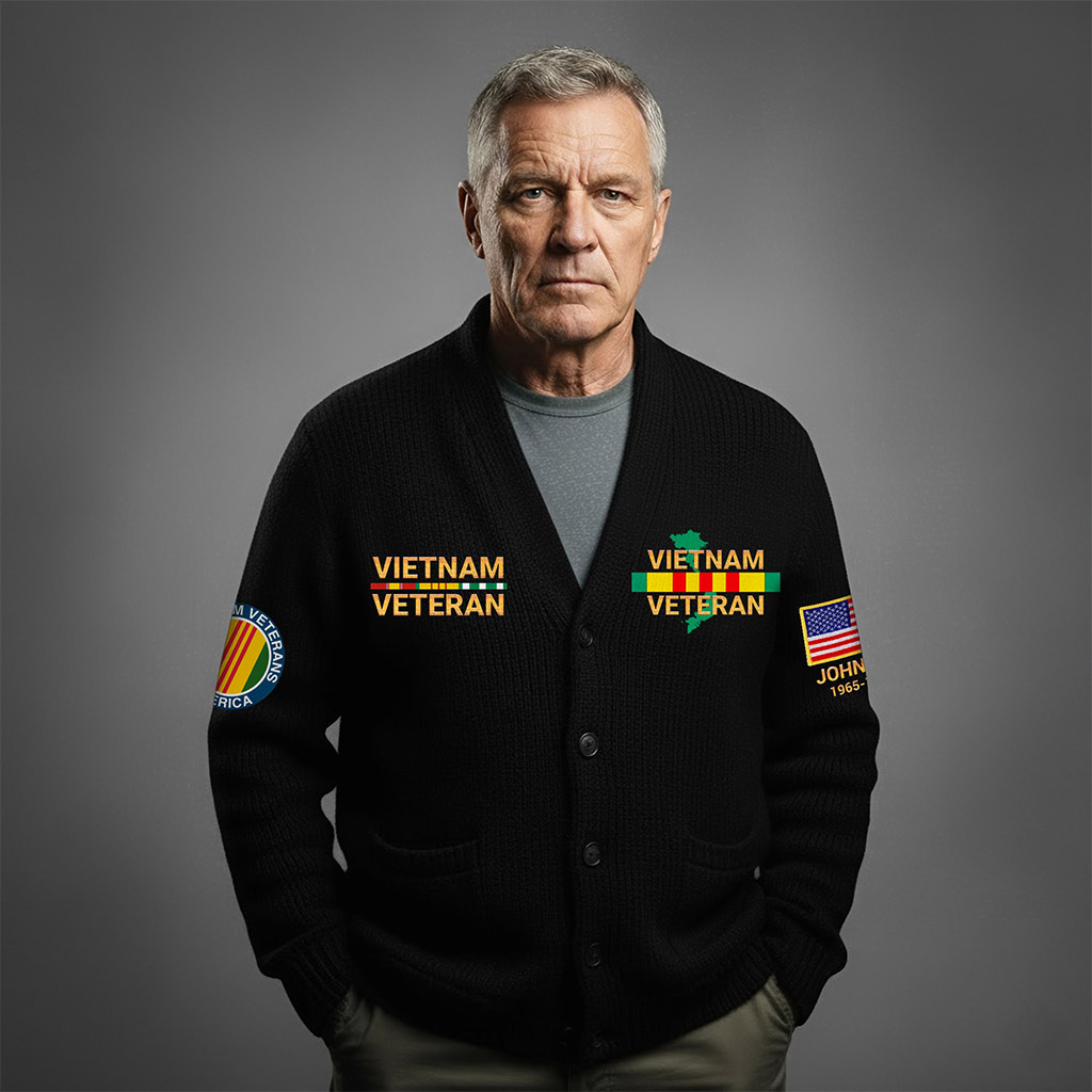 Personalized Vietnam Veteran Knitted Cardigan NPNT5211006 - Image 2
