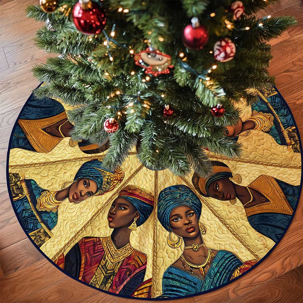 Black Women Christmas Tree Skirt QFND5221006