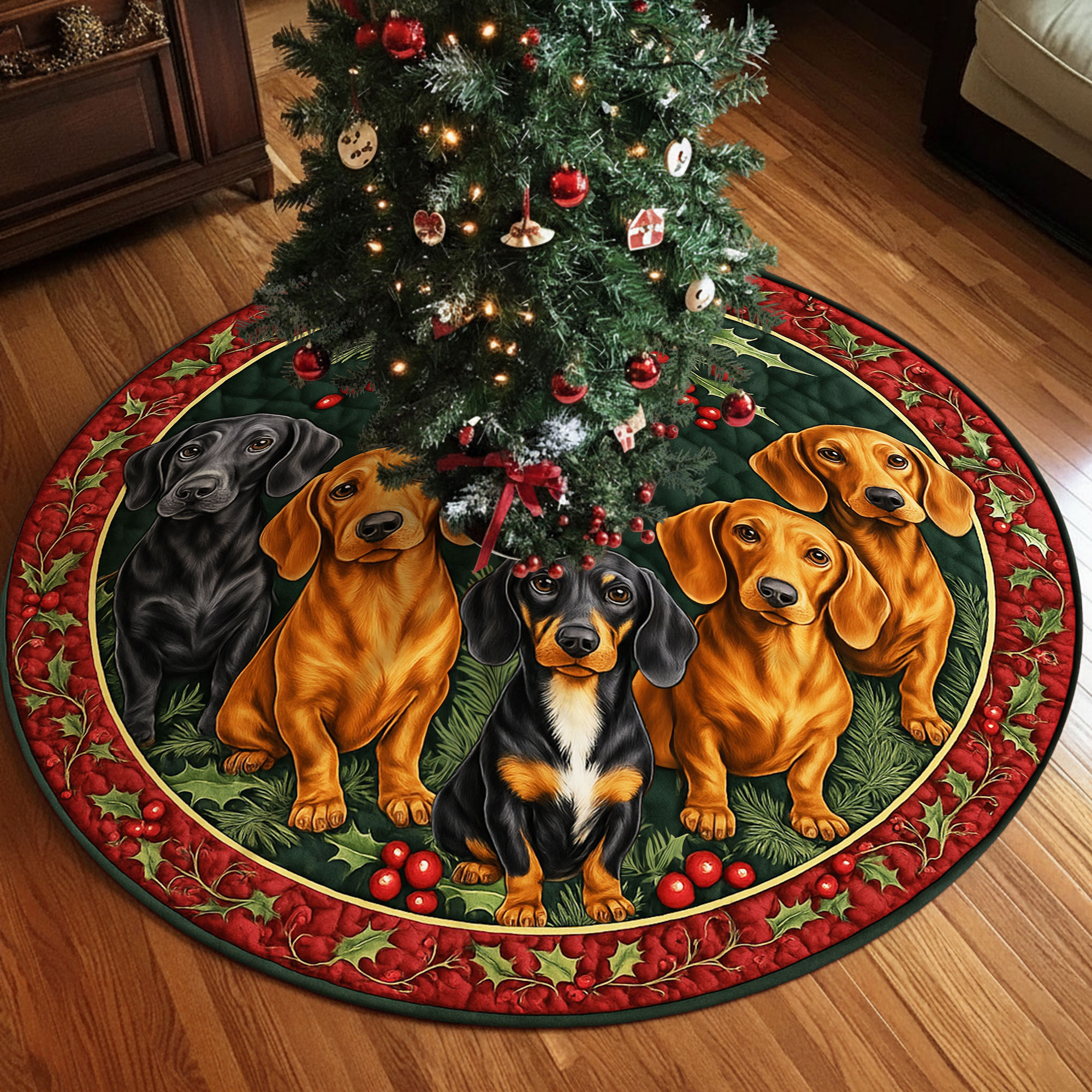 Dachshund Christmas Tree Skirt UKHH5171002 - Image 2