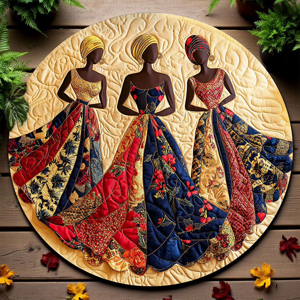 African Black Women Round Mat UKNT5241005