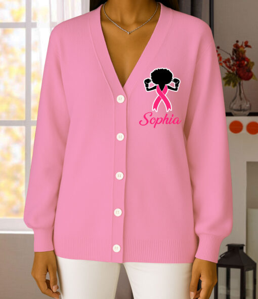 Custom Breast Cancer Knitted Cardigan UKHH5081001 - Image 3
