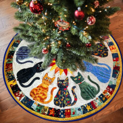 Colorful Cat Christmas Tree Skirt QFHH5311002