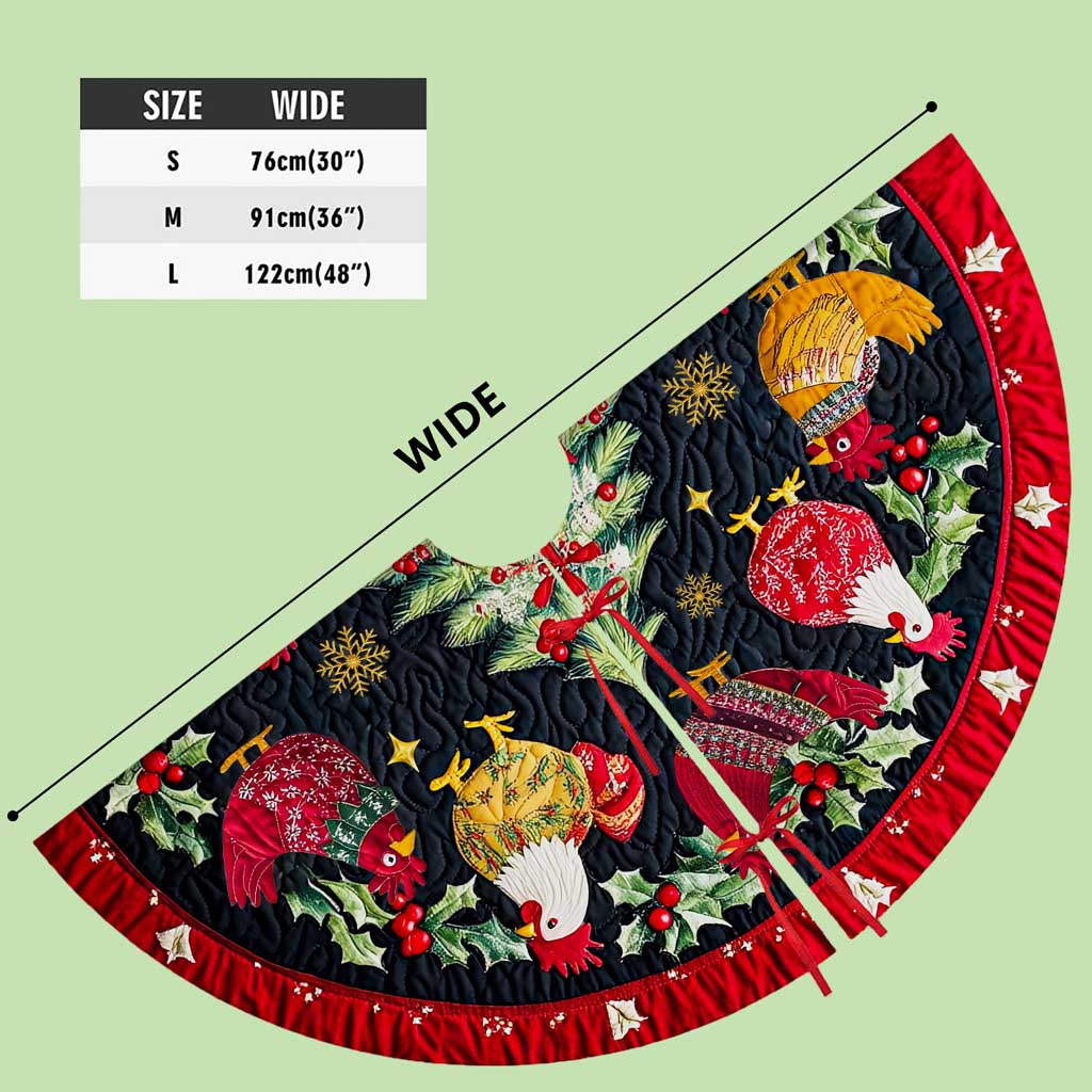 Roosters Christmas Tree Skirt, Chicken Tree Skirt UKTD5271004 - Image 5