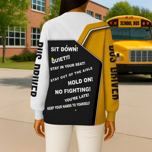 Personalized Name School Bus Driver Knitted Cardigan UKND5111003 - Image 3