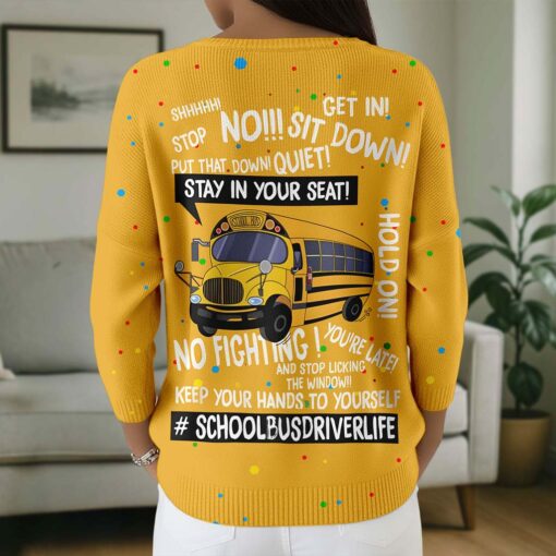 Personalized School Bus Driver Buttoned Cardigan Sweater QFTD5111004 - Image 3