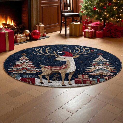 Reindeer Christmas Round 3D Printed Rug UKPY5031001 - Image 4