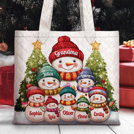 Personalized Snowman Grandma & Grandkids Quilted Tote Bag QFNT5151004 - Image 2