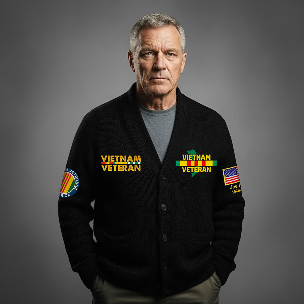 Personalized Vietnam Veteran Knitted Cardigan NPNT5211004 - Image 2