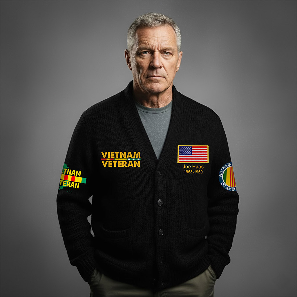 Personalized Vietnam Veteran Knitted Cardigan NPNT5211005 - Image 2