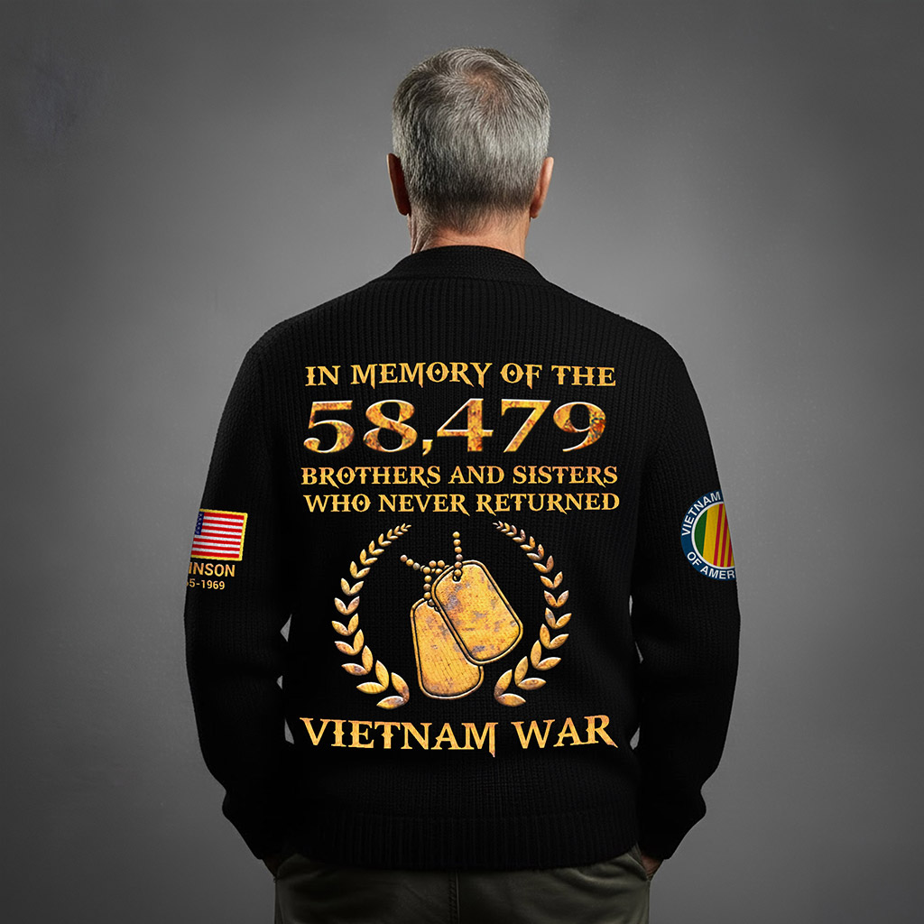 Personalized Vietnam Veteran Knitted Cardigan NPNT5211006 - Image 3