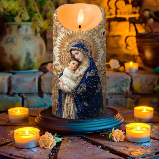 Virgin Mary and Baby Jesus Led Candle QFTO5110902 - Image 2