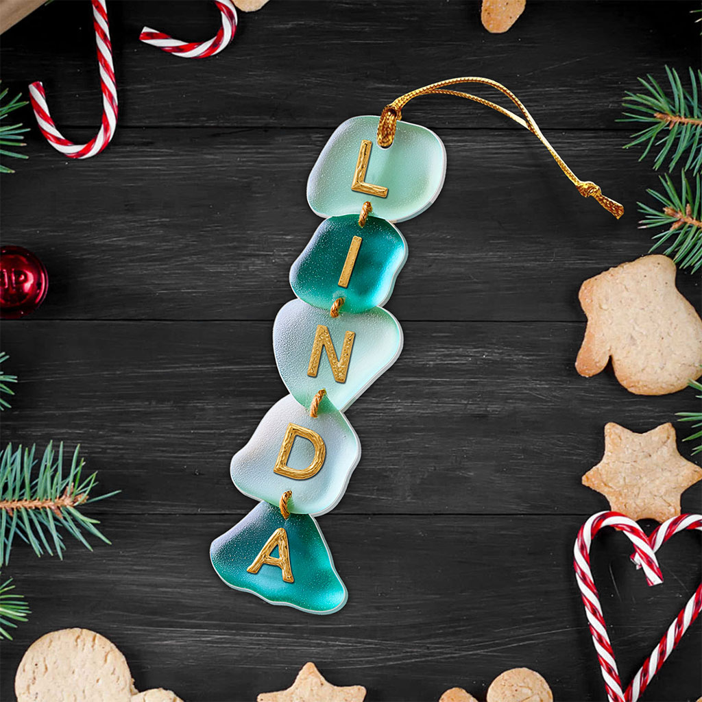 Personalized Name Family Acrylic Ornament, Sea Glass Alphabet Ornament QFTO5271001 - Image 2