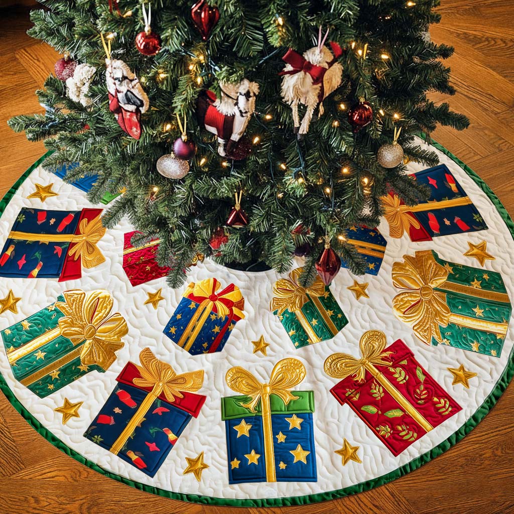 Christmas Tree Skirt with Colorful Gift Box QFHM5281003 - Image 3