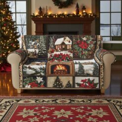 Retro Vintage Christmas Quilted Sofa Cover QFTD5291001