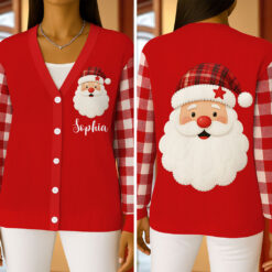 Custom Christmas Santa Claus Knitted Cardigan UKTZ5151005