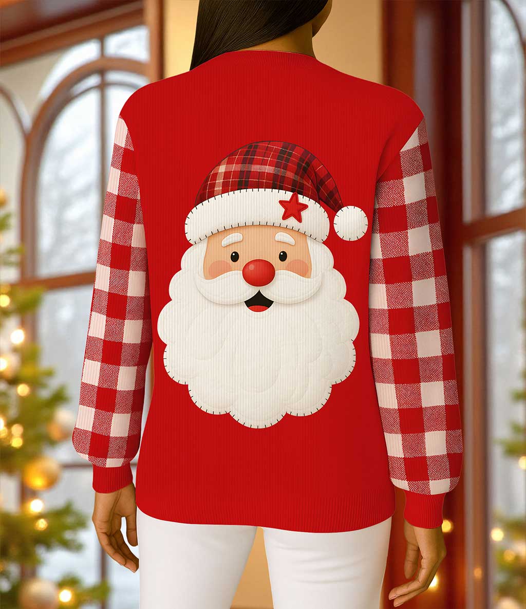 Custom Christmas Santa Claus Knitted Cardigan UKTZ5151005 - Image 3
