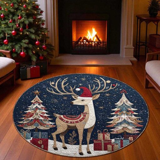 Reindeer Christmas Round 3D Printed Rug UKPY5031001 - Image 3