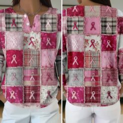 Breast Cancer Buttoned Cardigan Sweater QFTD5111001
