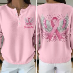 Personalized Breast Cancer Buttoned Cardigan Sweater QFTD5111002