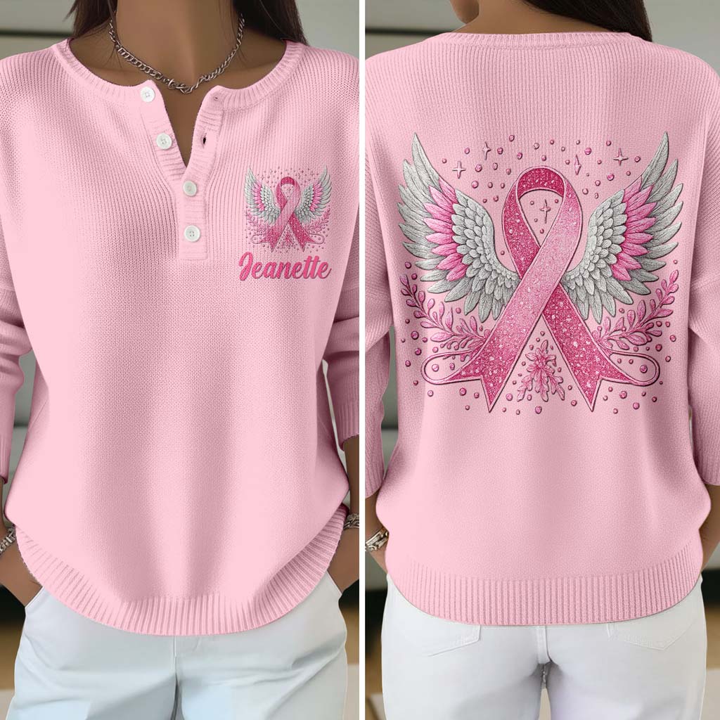 Personalized Breast Cancer Buttoned Cardigan Sweater QFTD5111002