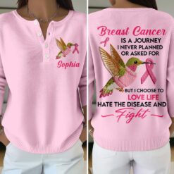 Personalized Breast Cancer Buttoned Cardigan Sweater QFTD5111003