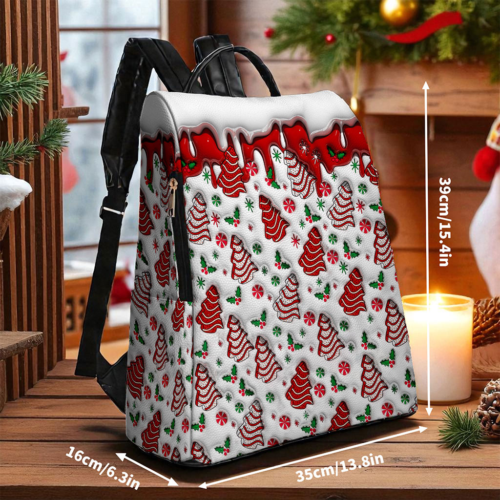 Christmas Vibes FAUX 3D INFLATED PU Leather Backpack QFTO5141001 - Image 3