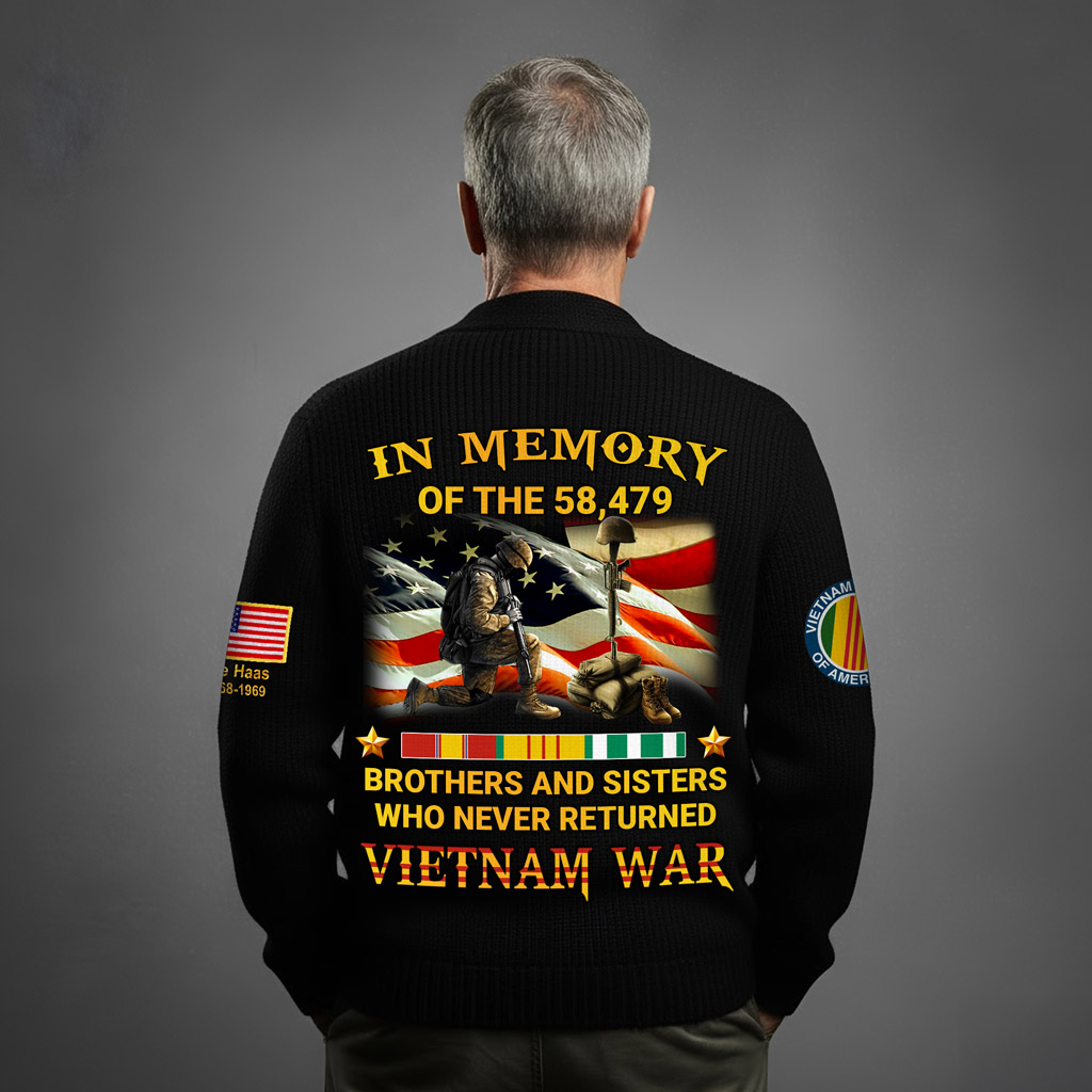 Personalized Vietnam Veteran Knitted Cardigan NPNT5211004 - Image 3