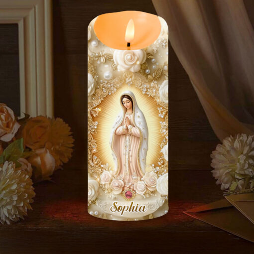 Personalized Virgin Mary LED Candle, Catholic Prayer Gift for Women, Christian Gift QFHA5290803 - Image 3