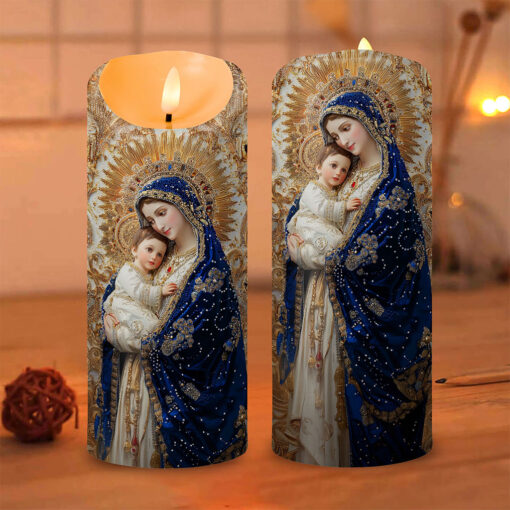 Virgin Mary and Baby Jesus Led Candle QFTO5110902 - Image 5