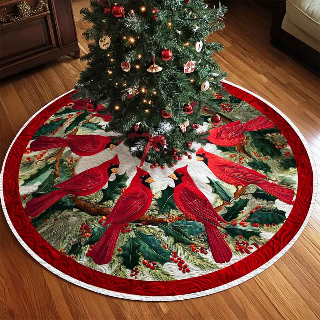 Red Cardinal Birds Christmas Tree Skirt QFND5251001