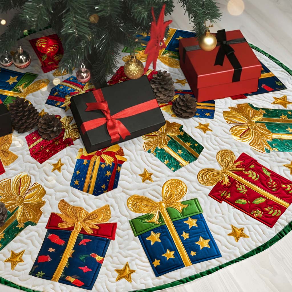 Christmas Tree Skirt with Colorful Gift Box QFHM5281003 - Image 4