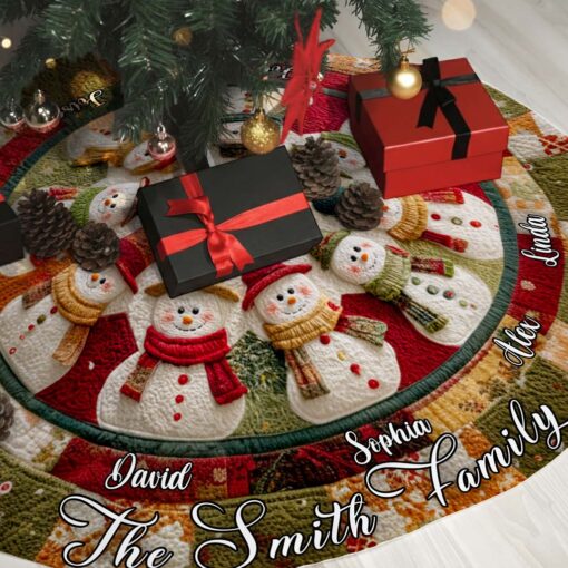 Personalized Snowman Family Christmas Tree Skirts QFHM5081005 - Image 3
