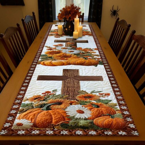 Cross Pumpkin Halloween Quilted Table Runner UKTD5031001 - Image 4
