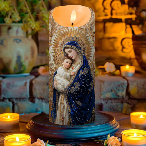 Virgin Mary and Baby Jesus Led Candle QFTO5110902 - Image 4