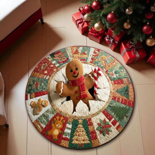 Gingerbread Man Christmas 3D Printed Rug UKHH5021001 - Image 2