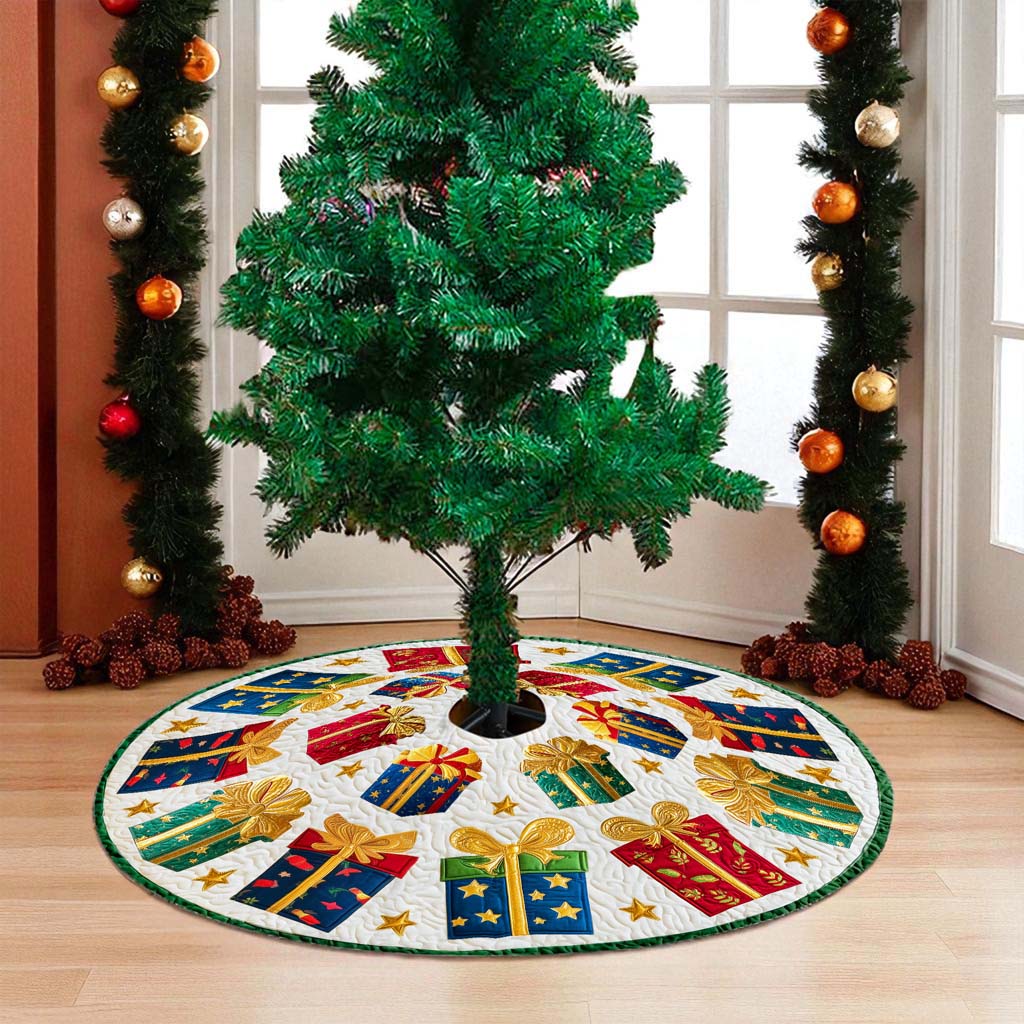 Christmas Tree Skirt with Colorful Gift Box QFHM5281003 - Image 6