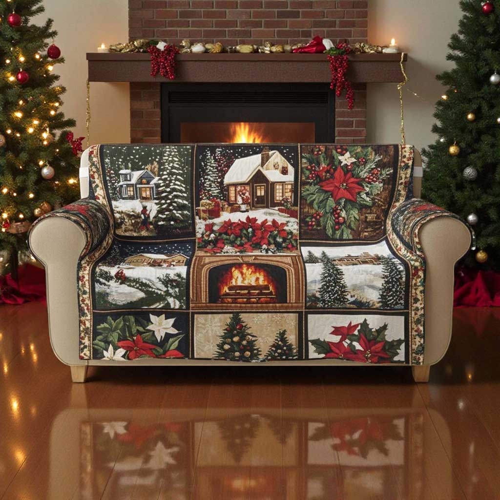 Retro Vintage Christmas Quilted Sofa Cover QFTD5291001 - Image 2